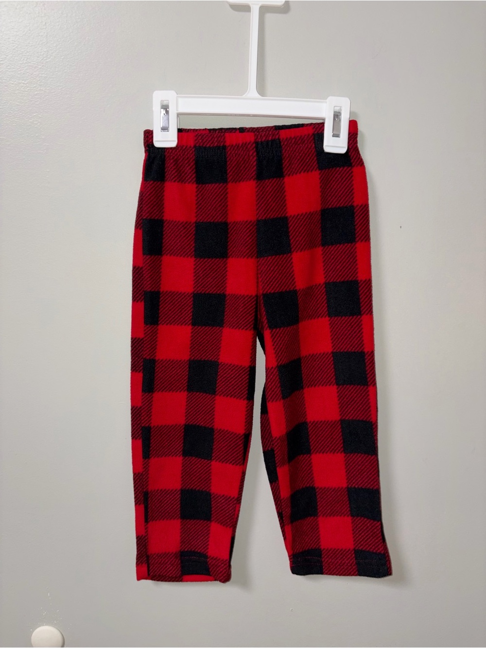 Holiday #famjams Red Black Buffalo Plaid Fleece Pajama Pants Unisex 2T Christmas